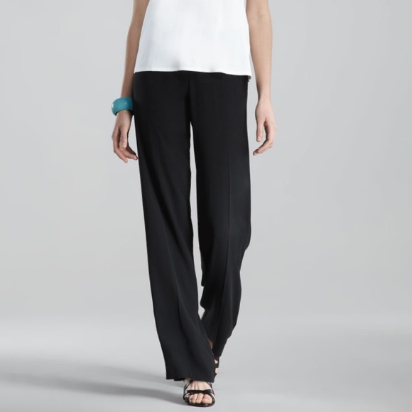 eileen fisher black crepe pants